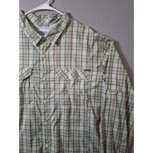 Columbia Silver Ridge Shirt  Men's XXL Plaid Long Sleeve Green Vented Hiking - Picture 2 of 8